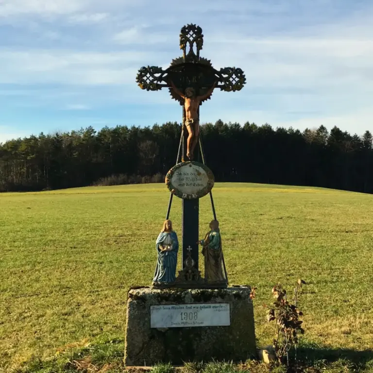 GEEK Martina Blaschka Wegkreuz mit Johannes und Maria Blechschnittfiguren Immendingen Hattingen 1908 q