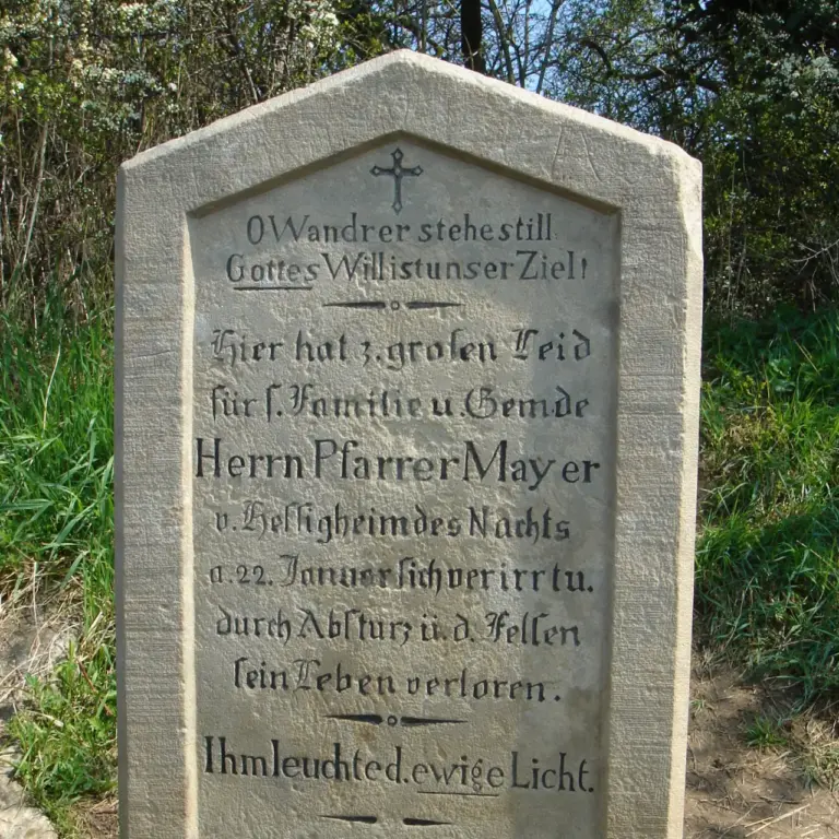 GEEK Reinhard Wolf Gedenkstein Pfarrer Mayer Stein Naturschutzgebiet Hessigheimer Felsengärten Hessigheim q